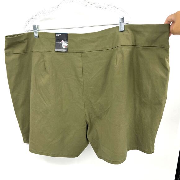 INC Bengaline Olive Green Shorts Pull On Mid Rise Pockets Plus Size 28W New - Picture 3 of 7